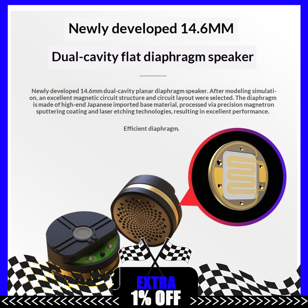 Planar Magnetic Iem Earphones - 7Hz x Crinacle Dioko Planar Magnetic