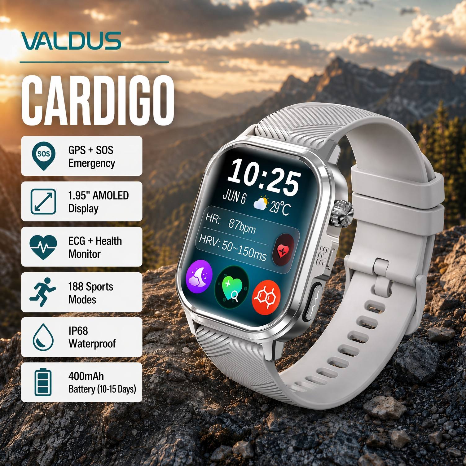 Smartwatches - Jam Tangan Pintar VALDUS CARDIGO untuk